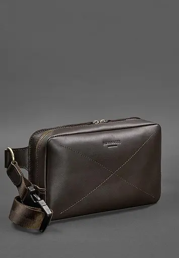Шкіряна поясна сумка Dropbag Maxi темно-коричнева - фото 3