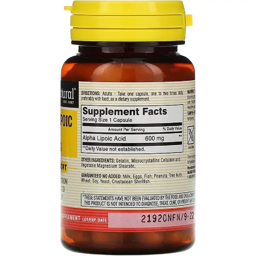 Альфа-ліпоєва кислота Mason Natural Alpha-Lipoic Acid 600 мг 30 капсул - фото 2