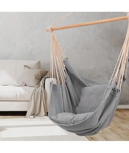 Підвісне крісло гамак бразильський стілець Heckermann + 2 подушки Gray - фото 7