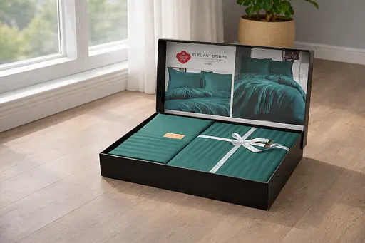 Комплект постельного белья евро 200х220 см сатин зеленый TC303376216 - фото 4