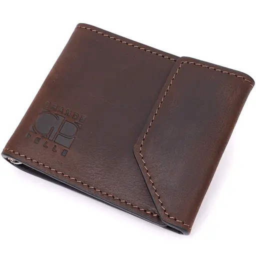 Шкіряний чоловічий гаманець Grande Pelle 10х8х0.5 см acs0026937 - фото 1