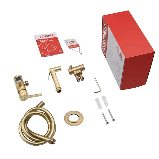Гігієнічний душ прихованого монтажу Koer KB-23029-12 матове золото KR5504, Золотий - фото 3