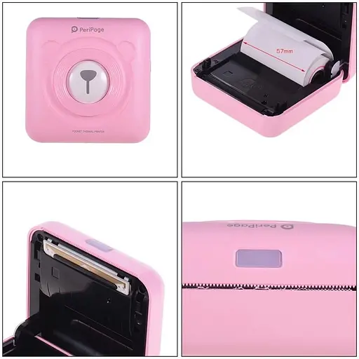 Портативный bluetooth термопринтер для смартфона PeriPage A6, розовый (100336) - фото 4