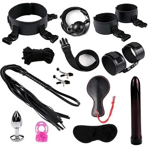Бандажний набір БДСМ з 12 предметів чорний