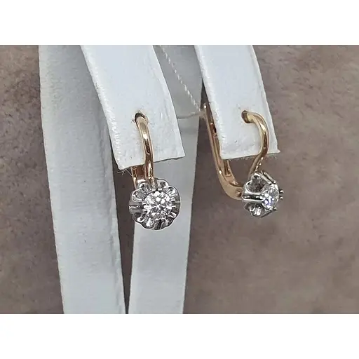 Золоті сережки Столична Ювелірна Фабрика з фіанітами. 113900 - фото 3