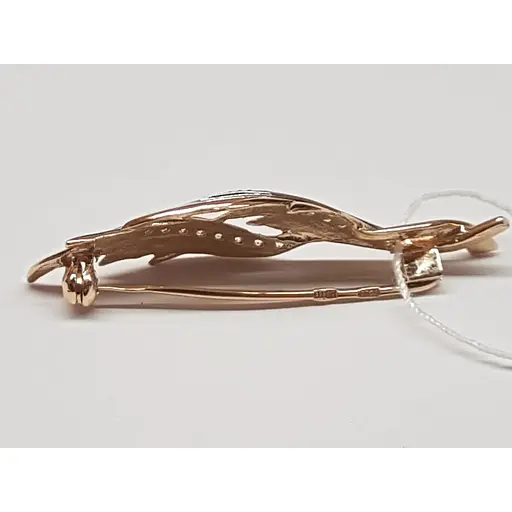 Золота брошка Столична Ювелірна Фабрика з фіанітами. 270151 - фото 3