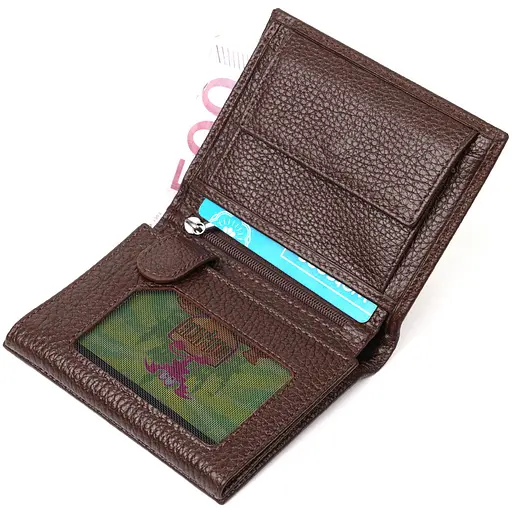 Шкіряний чоловічий гаманець Bond 9.5х11.5х1 см acs0026906 - фото 3