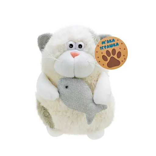 Дитяча м'яка іграшка "Кумедний кіт" Країна Іграшок C6302 з рибкою, розмір 20 см - фото 1