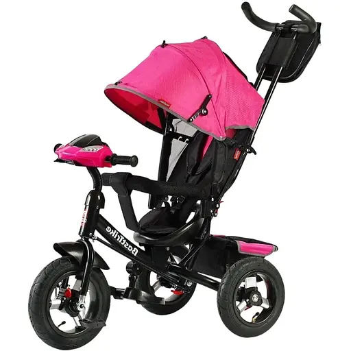 Трехколесный велосипед Best Trike 3390-33-908 с надувными колесами фарой USB и розовым пультом.
