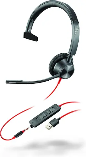 Компьютерная моногарнитура On-ear Blackwire 3315, USB-A, всенаправленный, черный Poly teh0013056 - фото 1