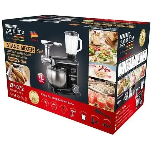 Кухонная машина комбайн Zepline ZP-072, 6 режимов 3200Вт Черный/Серый - фото 8