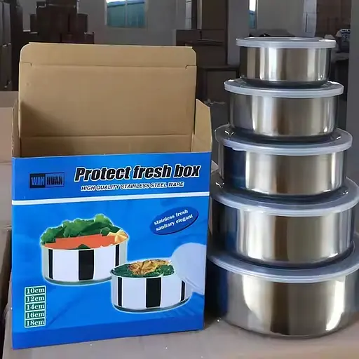 Набор контейнеров емкостей для еды из нержавеющей стали с крышками 5 шт., Kitchen Master Серебристый 86872 - фото 6