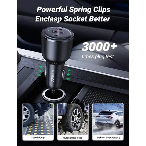 Автомобильное зарядное устройство Ugreen CD239 2xUSB Type-C PD + USB-A Car Charger 69W Max черный - фото 8