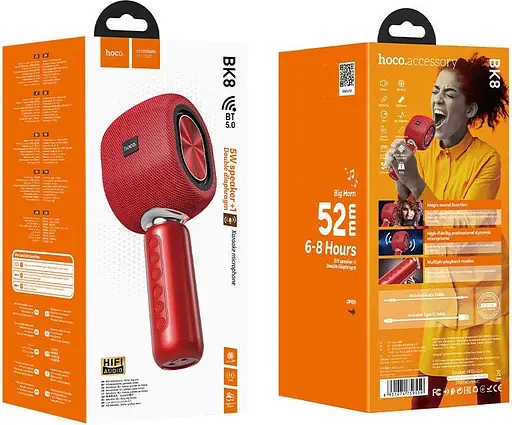 Мікрофон з караоке Hoco BK8 Cool Hi K-Song Red 759559 (79260) - фото 3