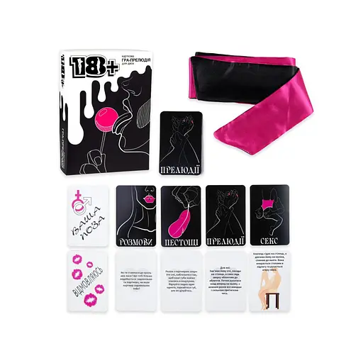 Карточная игра "Прелюдия 18+" Strateg 30293, 110 карточек, повязка - фото 3