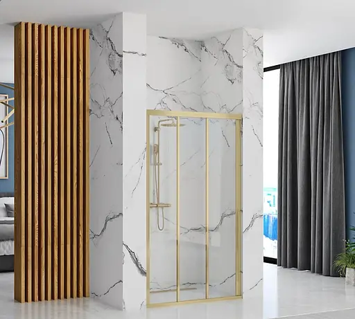 Душевые двери Rea Alex 90 brushed gold REA-K2506, прозрачный, золотой - фото 2