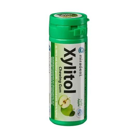 Жувальна гумка з ксилітолом Xylitol Chewing Gum Apple для дітей 30 шт, Miradent - фото 1