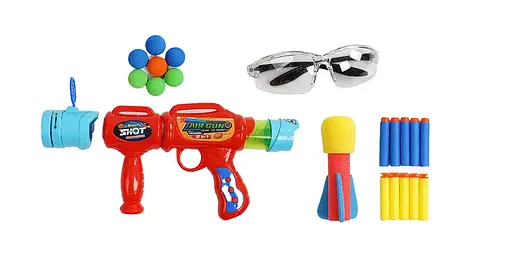Автомат помповый, 10 патронов, 6 шариков, очки (в ассортименте)