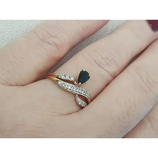 Золотое кольцо с бриллиантами и сапфиром. RS6194K 18 - фото 8