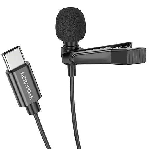 Микрофон петличный Borofone BFK11 Elegant lavalier Type-C 2m Black - фото 2