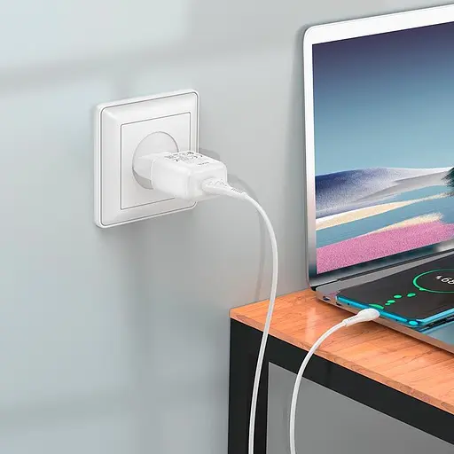 Адаптер питания сетевой HOCO C96A 1*USB-A 2.1 A белый набор с кабелем Type-C - фото 3