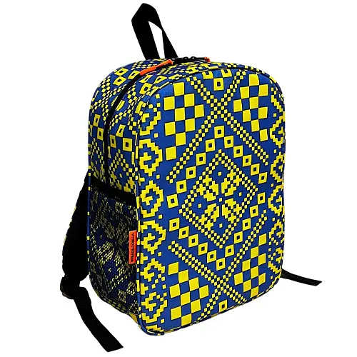 Рюкзак школьный детский 36х27 см с принтом Вышиванка Желто-голубой (00581)