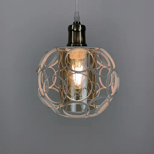 Підвіс в стилі Лофт у білому круглому корпусі Line.F Колір плафона Янтарний - фото 3