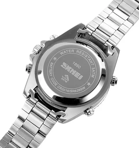 Мужские наручные часы Skmei 1850 (Серебристые с черным циферблатом) - фото 7