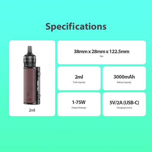 Набор электронная сигарета Eleaf iStick i75 75W 3000mAh with Ep Pod Tank 2ml Kit Blue (15781) - фото 6