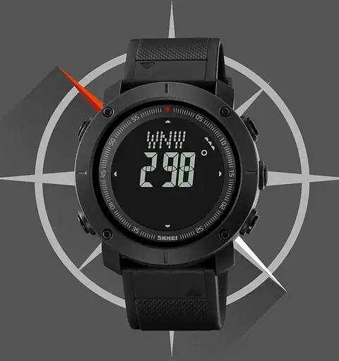 Чоловічий спортивний годинник з компасом Skmei 2095 (Чорний) - фото 8