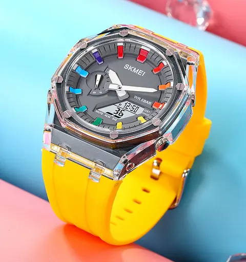 Наручний годинник чоловічий Skmei 2100 Yellow, 2100YL (18432) - фото 3