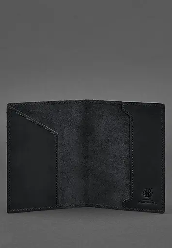 Кожаная обложка для паспорта с канадским гербом темно-синяя Crazy Horse - фото 4