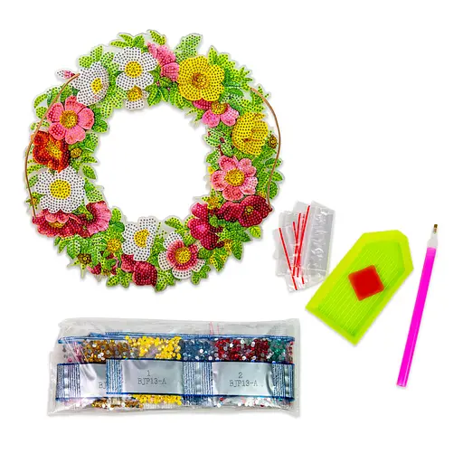 Алмазна мозаїка Strateg ПРЕМІУМ Вінчик троянд підвісний розміром 30х30 см (HHE26391) - фото 2