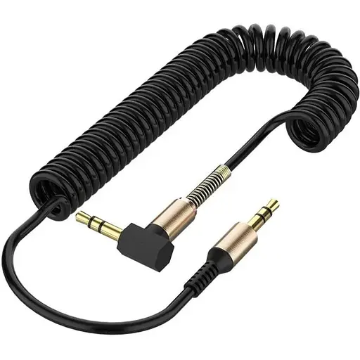 AUX кабель SP-206 пружинний TRS 3.5 - TRS 3.5 1.5 м без упаковки чорний - фото 1