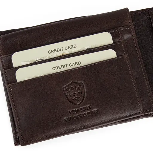 Портмоне чоловіче шкіряне Virginia Conti СВ 819 коричневе з кнопкою - фото 5