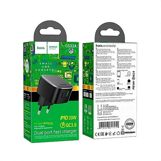 Сетевое зарядное устройство Hoco CS32A PD20W+QC3.0 Black - фото 2