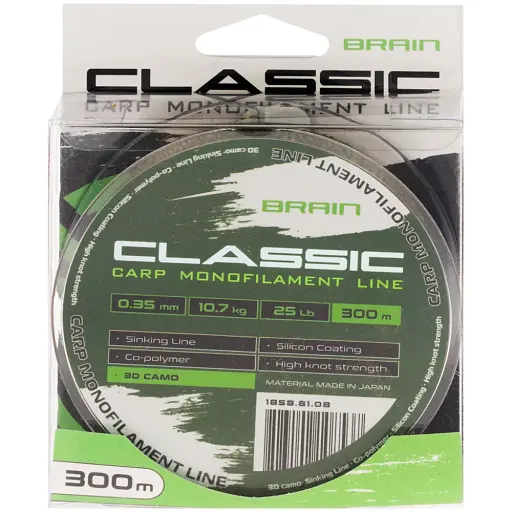 Волосінь Brain Classic Carp Line 3D (ca мo) 300 м 0.35 мм 25 lb 10.7 кг - фото 2