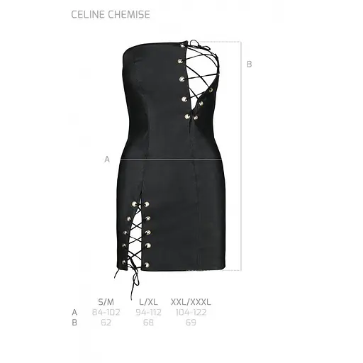 Мини-платье из экокожи CELINE CHEMISE black - Passion: шнуровка трусики в комплекте L/XL - фото 7