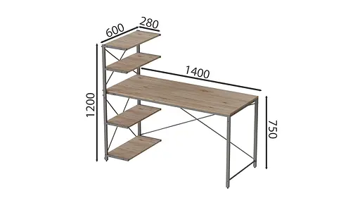 Компьютерный стол Джек 75x140x60 Серый ДСП Дуб Сан-Марино FRD-104415 - фото 4