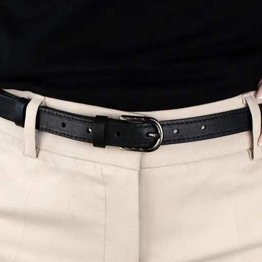 Ремень женский кожаный черный узкий SF-2006 (125 см) - фото 7