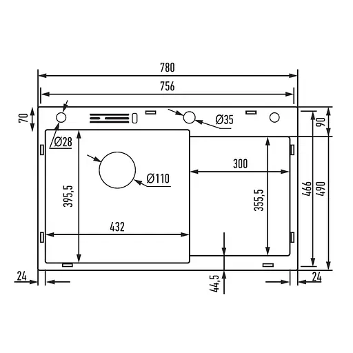 Кухонна мийка Mixxus MH7849L-HK Nano-Black MX1936, Графит - фото 2