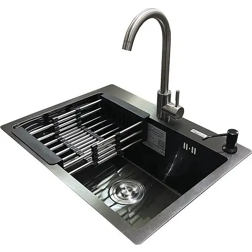 Комплект мийка + змішувач Romzha Arta U-550S BL (A)