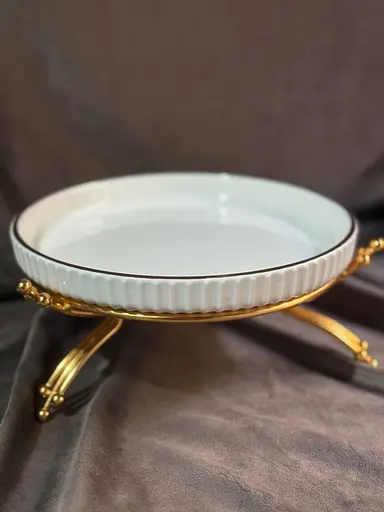 Керамическое блюдо 1570B для сервировки с декоративной подставкой 20 см - фото 4