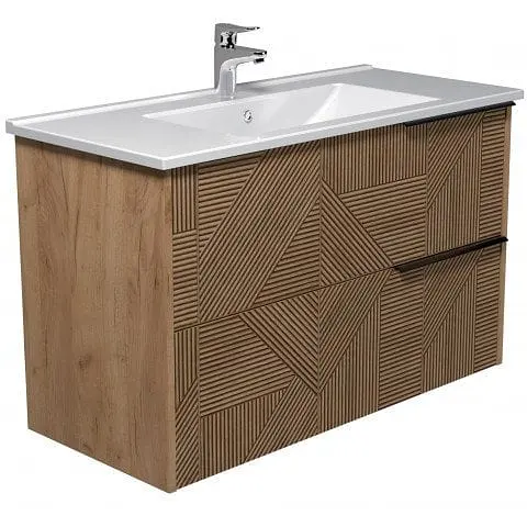 Тумба Мойдодир Cubic 100-A з умивальником Su-100 дуб обпалений - фото 1