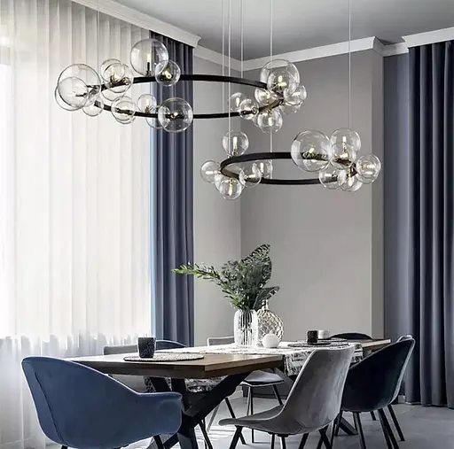 Светильник с 24 прозрачными плафонами-шарами разного диаметра Ст. AT 32/24 BK | Line F - фото 1