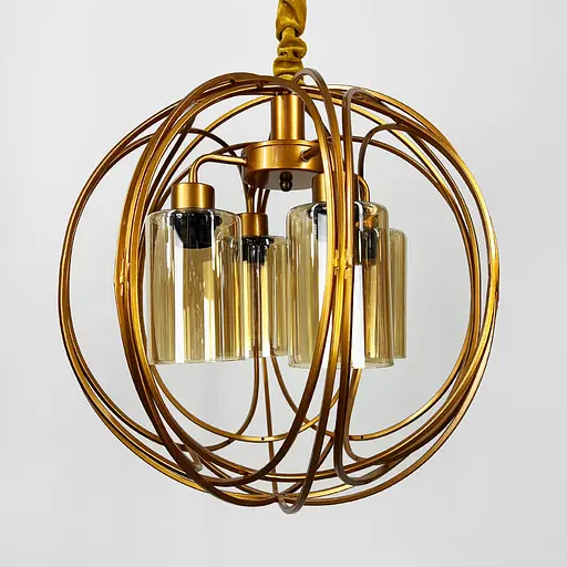 Люстра Лофт у мідному корпусі форми плетена сфера Ø 50 см | Line F | Арт. 12575/4 - фото 4