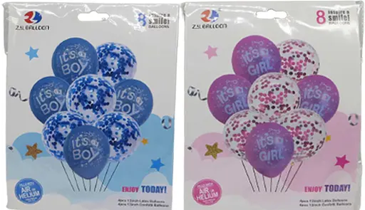 Набір повітряних куль It’s Boy, Girl, 8 шт. (4 шт. 30 см + 4 шт. з блискітками 30 см) (В асортименті) - фото 4