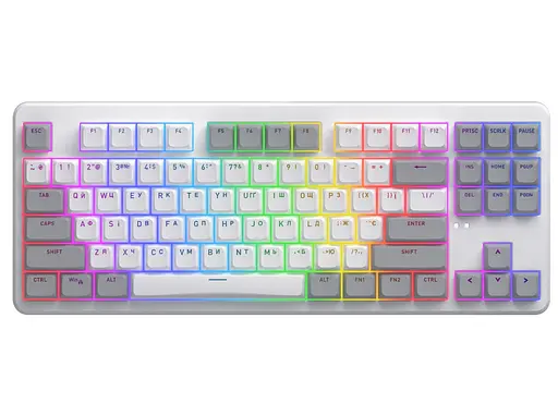 Клавиатура игровая механическая HATOR HTK-851UA White Wireless Rockfall 3 TKL Mecha orange, QMK/VIA