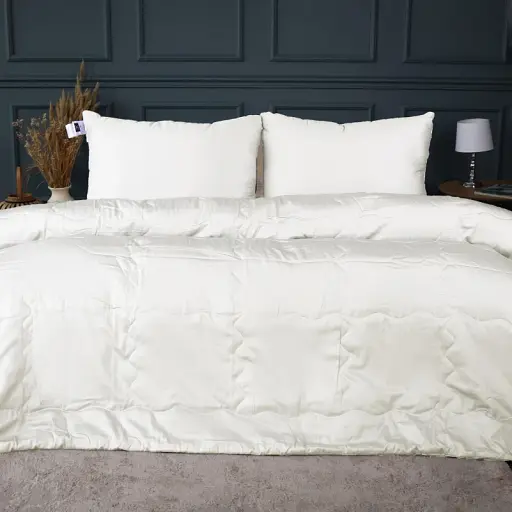 Літній постільний комплект MirSon Line Satin Premium Moko White Modal Односпальний (2200010976984) - фото 1