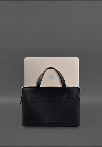 Кожаный чехол BlankNote с ручками для ноутбука 13 дюйм Черный - фото 4